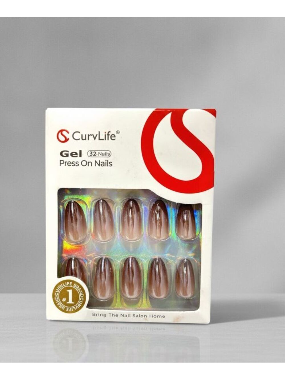 CurvLife Gel Press On Nails Holographic Iridescent Full Cover Fake Nail Set New